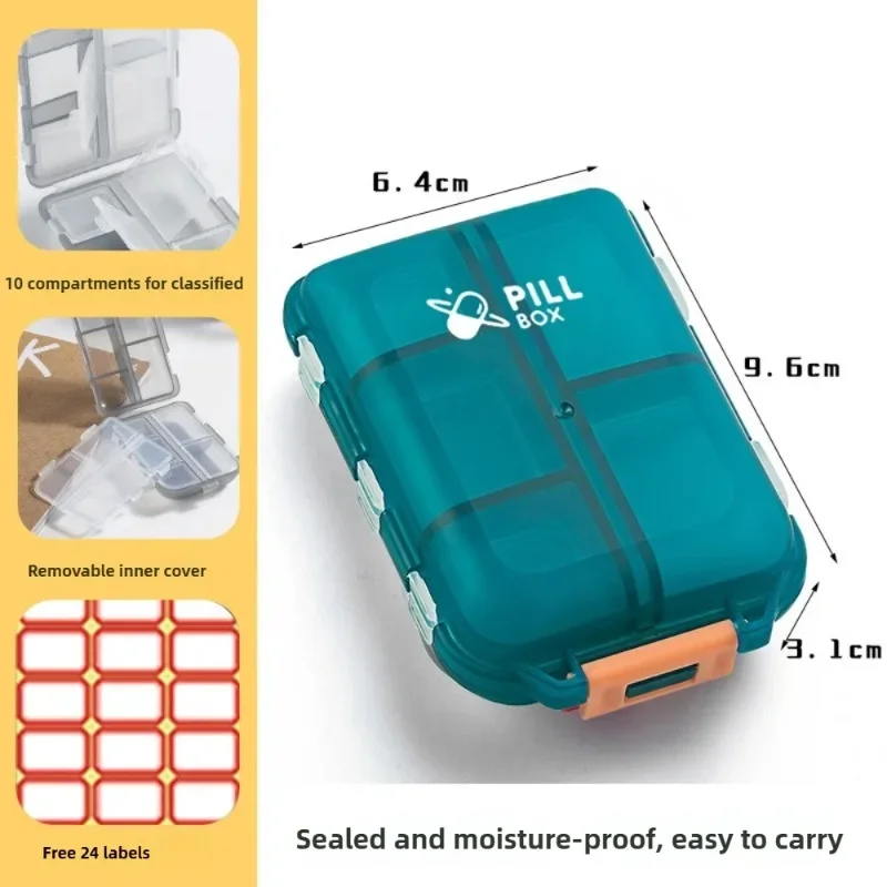 10 Grids Travel Pills Organizer Box Portable Folding Small Pill Case Daily Pills Container Pill Box Dispenser Plastic Container