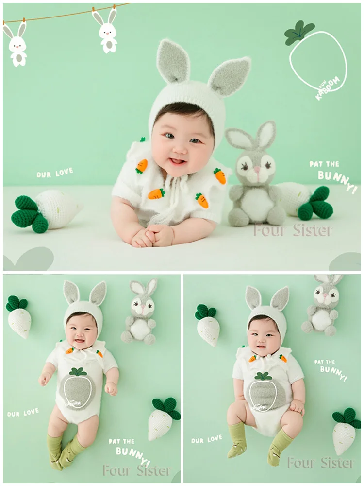 Childrens Photography Clothing White Rabbit Style Theme Cinema Newborn Full Moon Photo Hundred Days Photo 신생아촬영