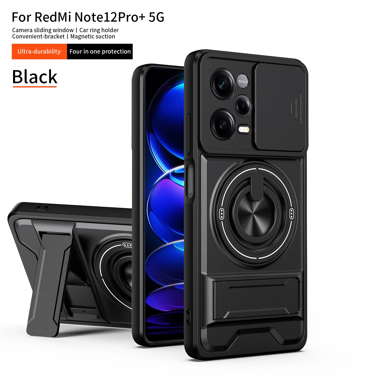 For Redmi Note 12 Pro+ Case Redmi Note 12 Pro Plus Cover Magsafe Magnetic Fold Holder Military Armor Camera Protection Cover view 2