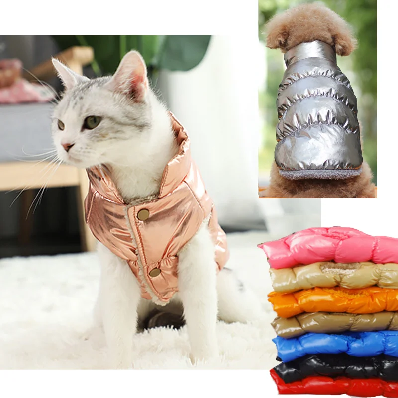 XS-3XL Warm Dog Clothes Down Jacket for Small Medium Dogs Cat Vest Fleece Coat Pet Clothing Bulldogs Puppy Costume Coats