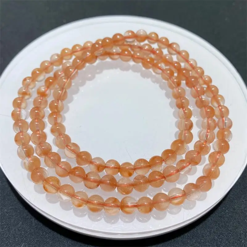 

4/5MM Natural Red Rabbit Hair Quartz Triple Circle Bracelet Reiki Healing Jewelry Energy Crystal Holiday Gift 1PCS