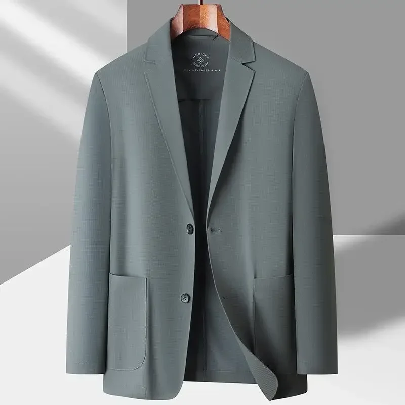 Gray Jacket for Men Thin Party Coats Man Suits and Blazers Slim Fit Simple Breasted Fashion 2024 Clothing Classic Original New