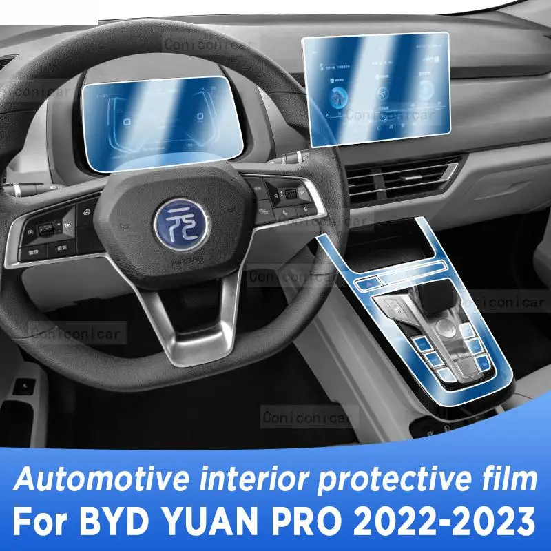 For BYD YUAN Pro 2022 2023 Gearbox Panel Navigation Screen Automotive Interior TPU Protective Film Anti-Scratch Accessories