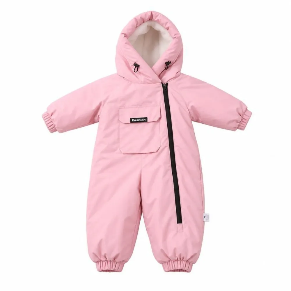 Thick Fleece Lined Kids Snow Suit Windproof Waterproof All-In-One Snow Suit Comfortable Fit Active Movement Design Baby Romper