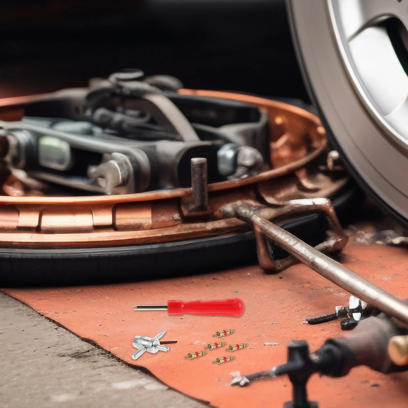 32 قطعة أداة إزالة جذع الصمام الأساسية مطلية بالنيكل لسيارة دراجة نارية شاحنات الإطارات صمام تمديد طقم تصليح #4