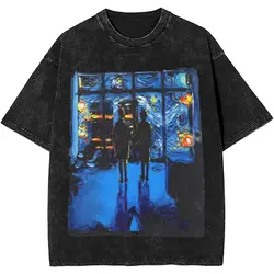 Fight Club Van Gogh Apparel Washed T Shirt Streetwear Hip Hop Fashion T-Shirt Tees Tops Men Women Cotton Street Summer