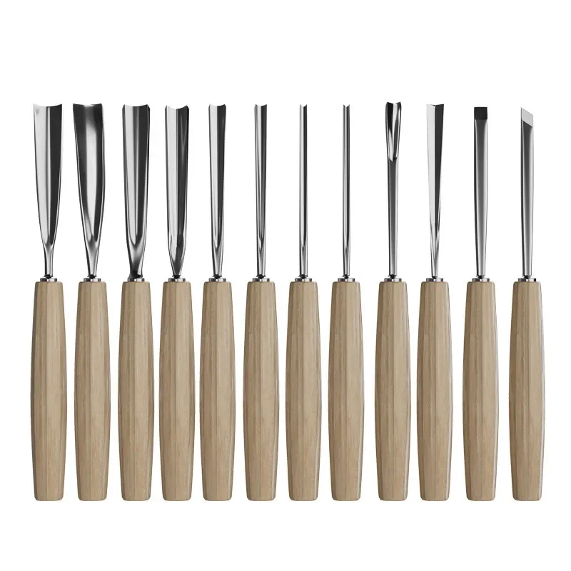 12pcs Wood Chisel Wood Carving Kit Beginners Professionals Gouges Carving Tools Set