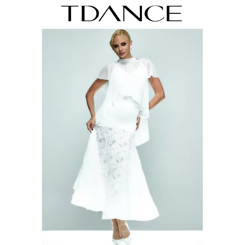 Danza moderna da donna TDANCE personalizzata [Muta in materiale di filato con giunture lunghe davanti corte e posteriori] Abito da pratica con senso del design