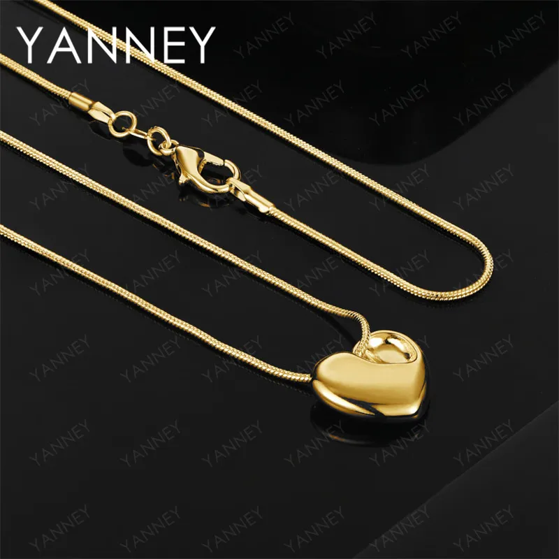 

925 Sterling Silver 18K Gold 16-30 Inch Exquisite Heart Pendant Necklace Fashion Women Jewelry Girlfriend Gift