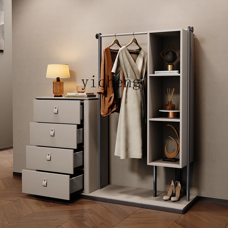 ZZ رف معطف بسيط من الأرض إلى السقف لغرفة النوم، شماعة فنية جلدية حديثة وبسيطة للتخزين #2