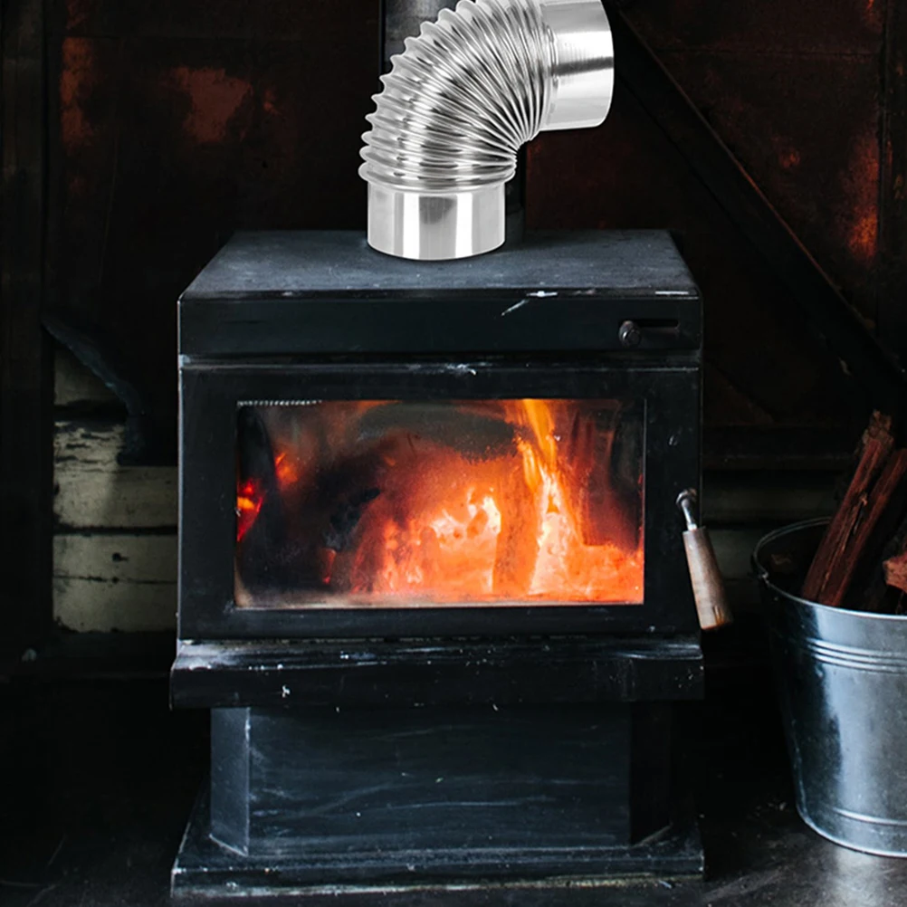 

Stainless Steel 90° Elbow Connector Chimney Flue Vent Straight Tube Gas Water Heater Durable Easy Install Silver