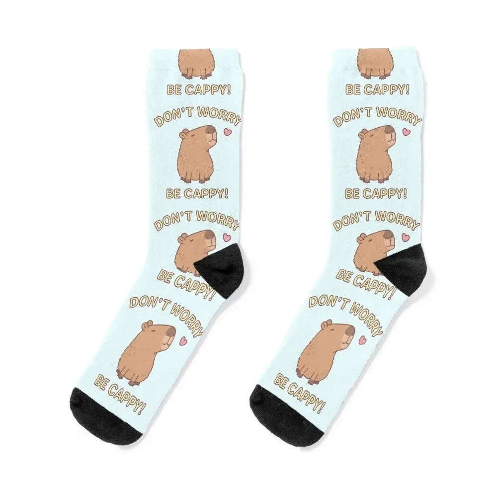 

Funny Don't Worry Be Cappy, Happy Capybara Socks Heating sock short ankle Woman Socks Men's