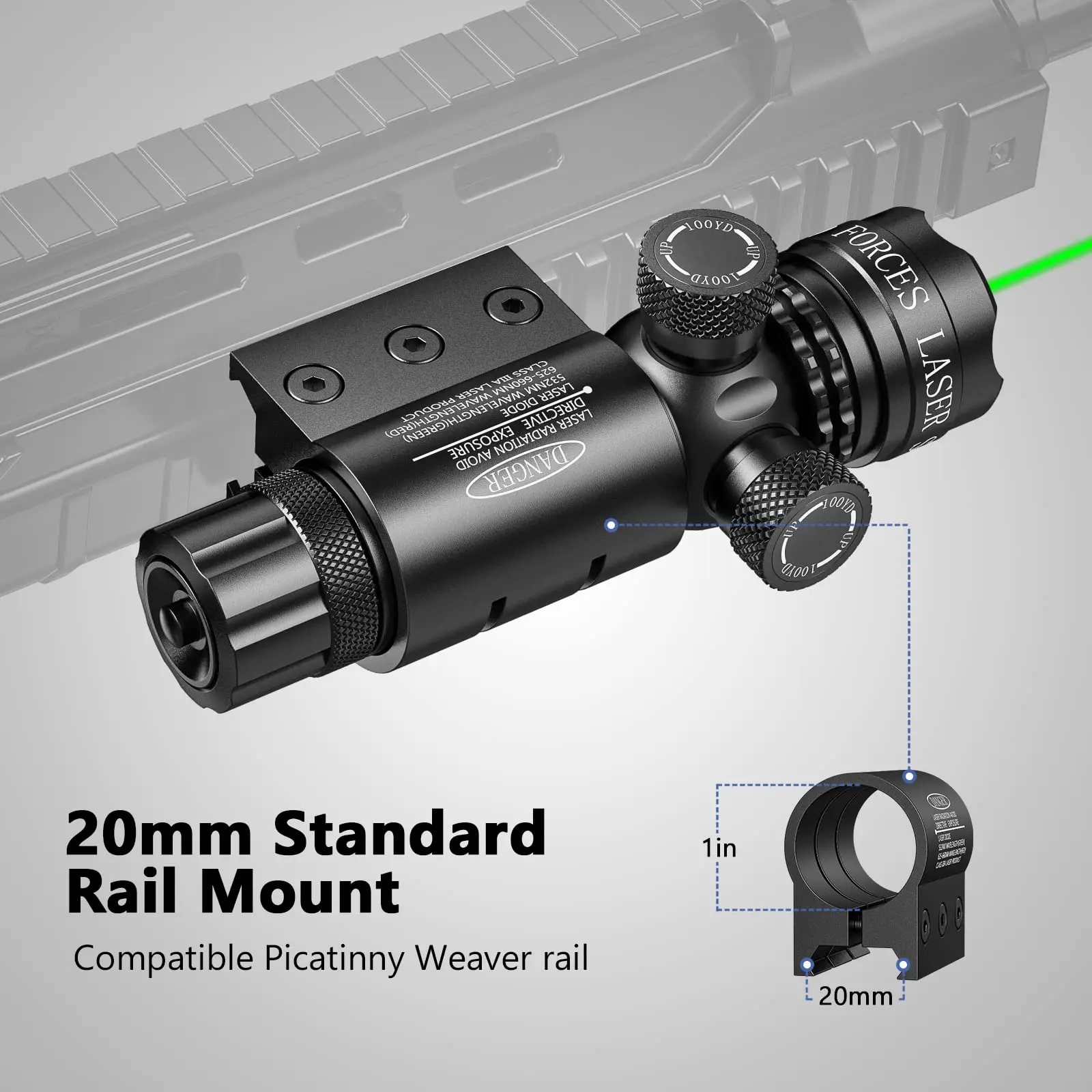 Green Laser Sight Green Dot 532nm Aluminum Scope with Pressure Switch Compatible with Picatinny and M-Lok Rail