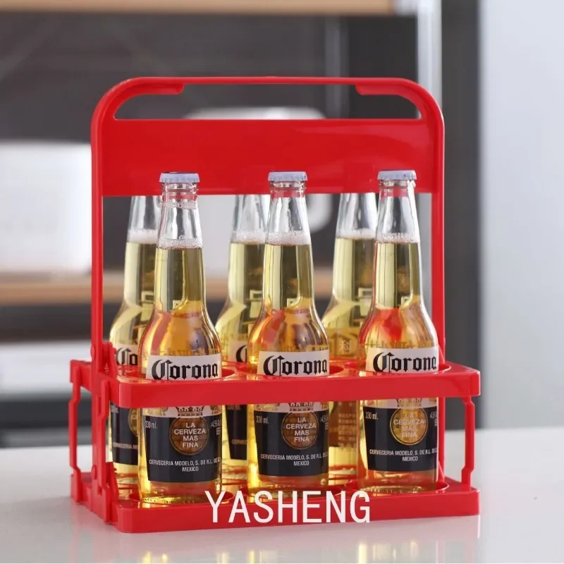 Foldable Plastic Wine Cooler, Beer Basket Folding Beer Portable Rack KTV Wine Cooler Special Wine Rack Six Grid