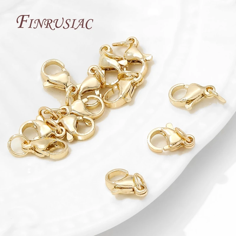 Klip Lobster Berlapis Emas Stainless Steel 10mm, Kunci Untuk Konektor Perhiasan Aksesoris Pembuatan Gelang DIY, Klip Untuk Perhiasan