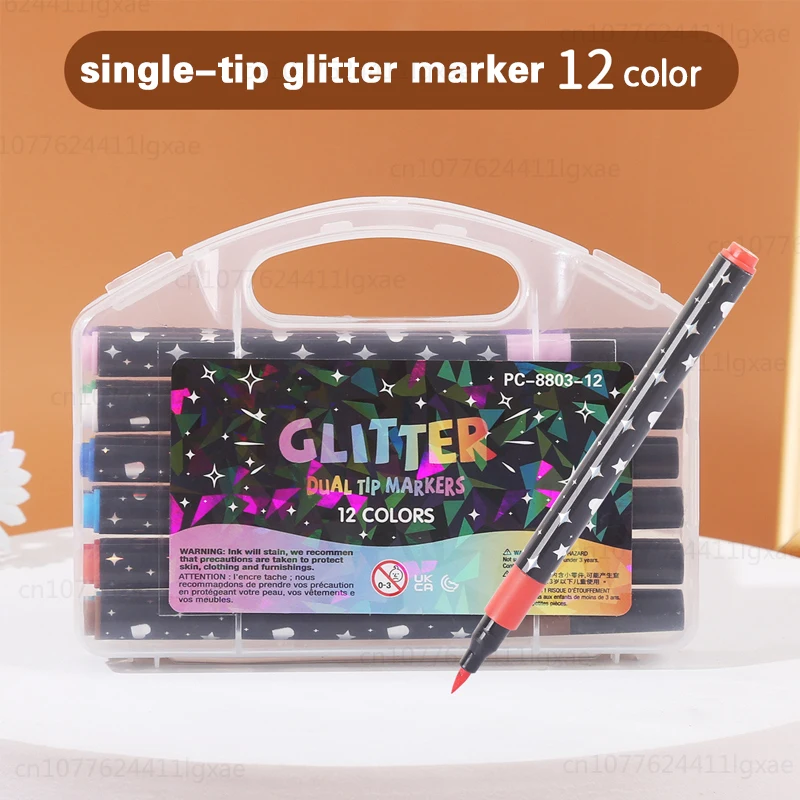 12/24/48/72/96 kleuren, enkele punt/dubbele penseelpunt, glitter art markers, metallic verf markers, voor doe-het-zelf knutselwerkjes, verjaardagskaarten, albums