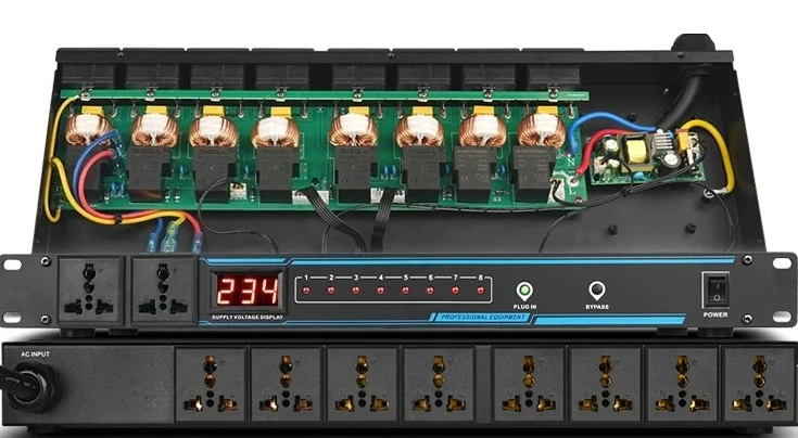 Professional Audio 8-Channel Power Sequencer with Filter  Smart Control  High Power for KTV Stage Home Rack