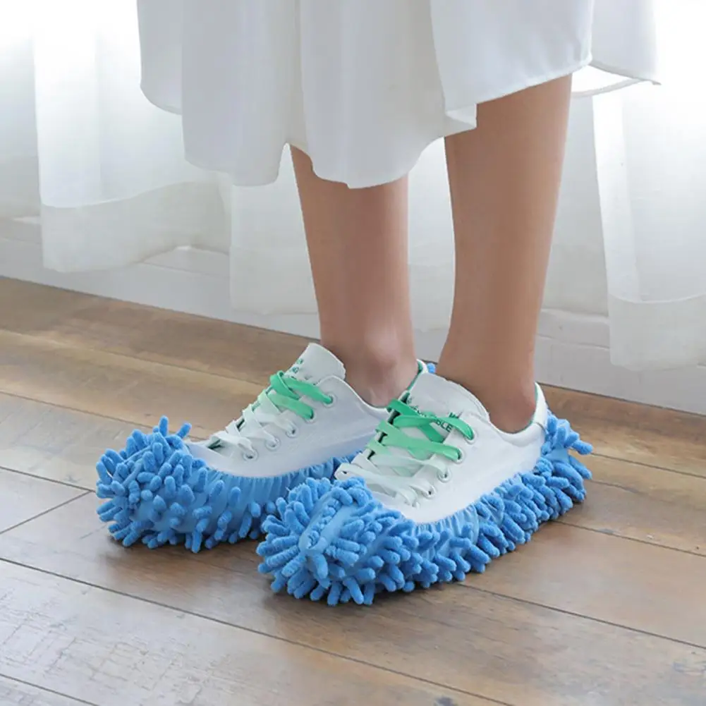 2PCS Chenille Dust Mop Slippers Foot Socks Mop Caps Shoe Protection Floor Cleaning Lazy Shoe Covers Dust Hair Cleaner