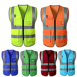 Gilet di sicurezza riflettente alto colorato Multi-tasca Traspirante Traffico Ferrovia Minatori di carbone Visibile Uniforme da corsa Corsa da lavoro