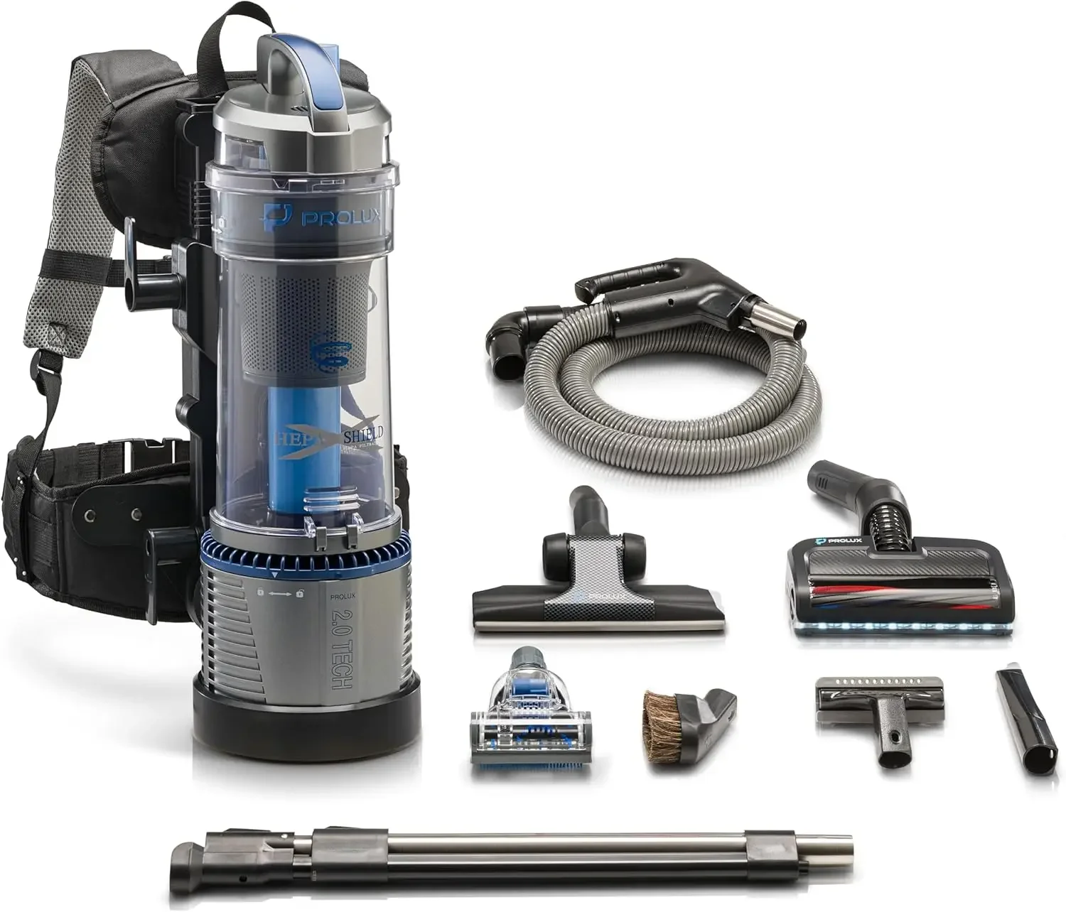 2.0 Beutelloser Rucksack-HEPA-Staubsauger mit Power-Düse