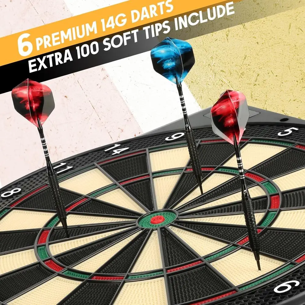 43-Game LED Digital Dartboard with 6 Darts, 100 Tips, and 320 Play Variants