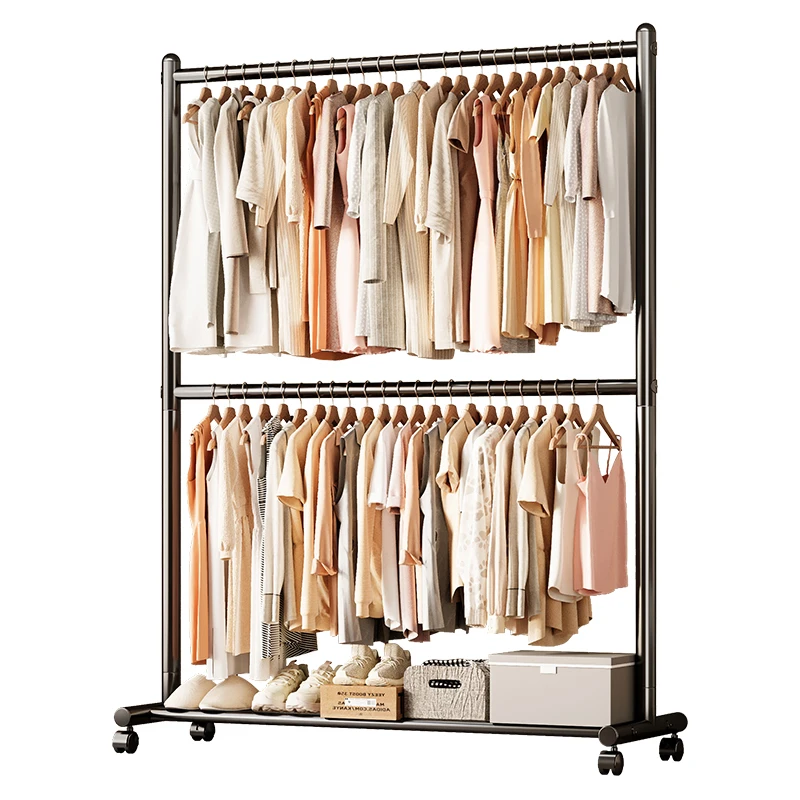 

Современная двухъярусная металлическая вешалка для одежды, сушилка для белья, стойка для обуви для гостиной и спальни. Акция!