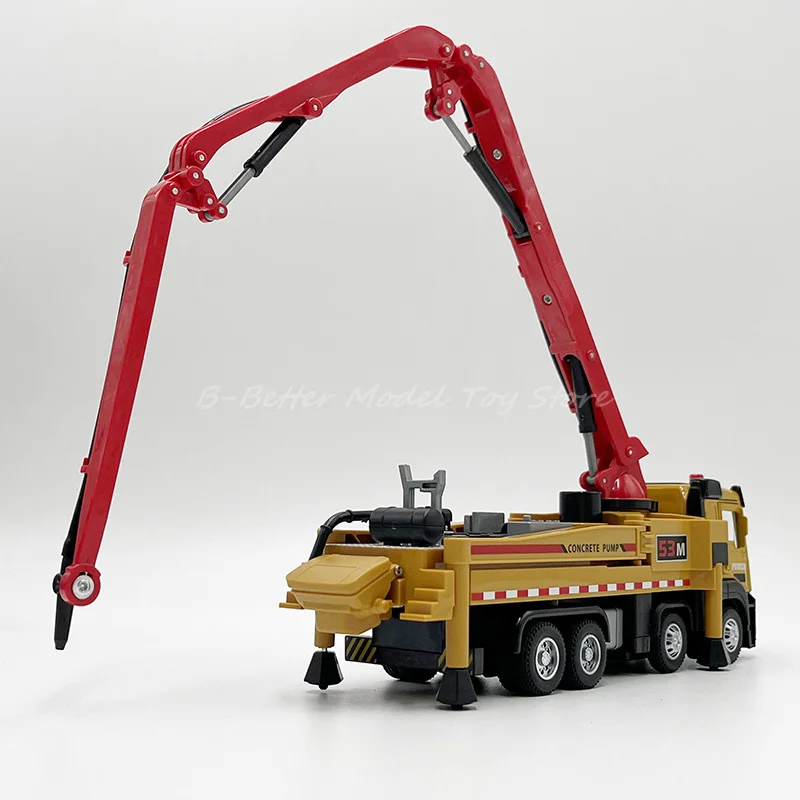 Diecast Metal Model Toy Concrete Pump Truck Pull Back With Sound & Light Children Gifts