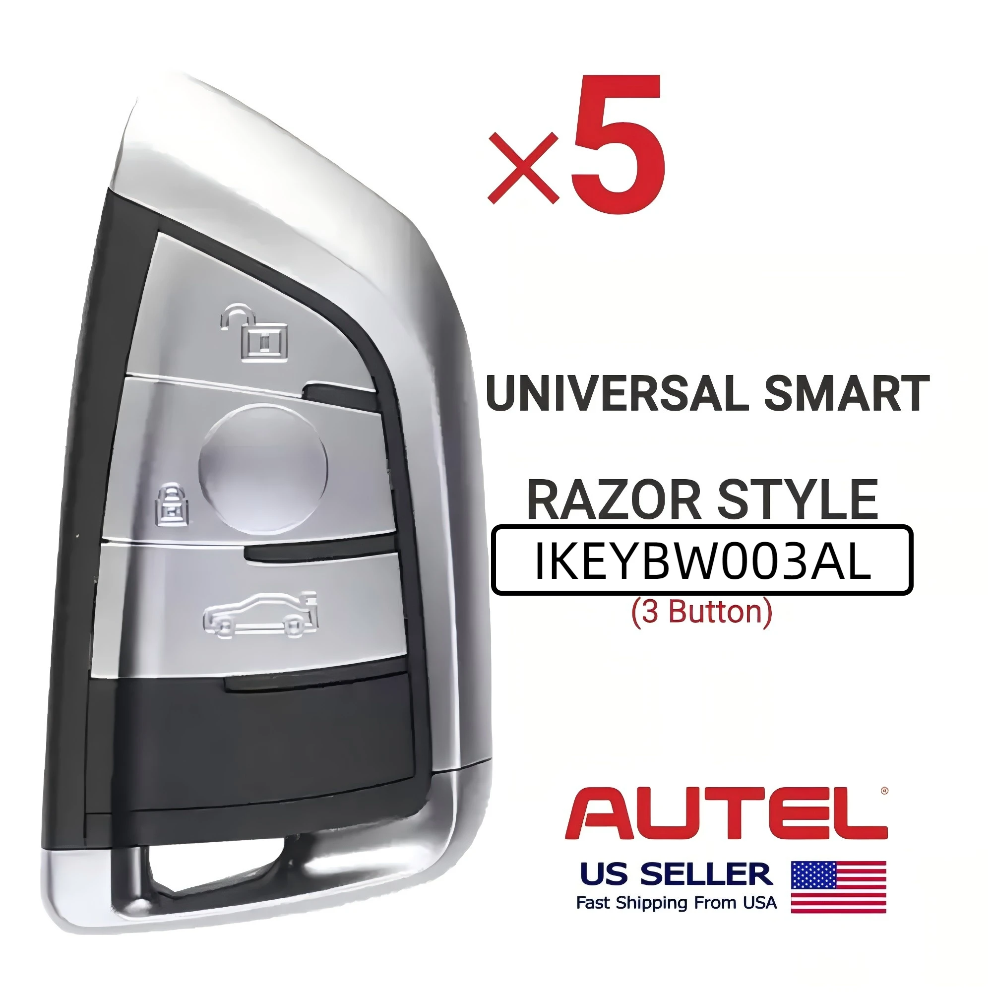 5PCS Autel IKEYBW003AL BW003AL Universal Smart Remote Key 3 Buttons For BMW For Autel Smart Key For KM100 IM508 IM608 KM100E