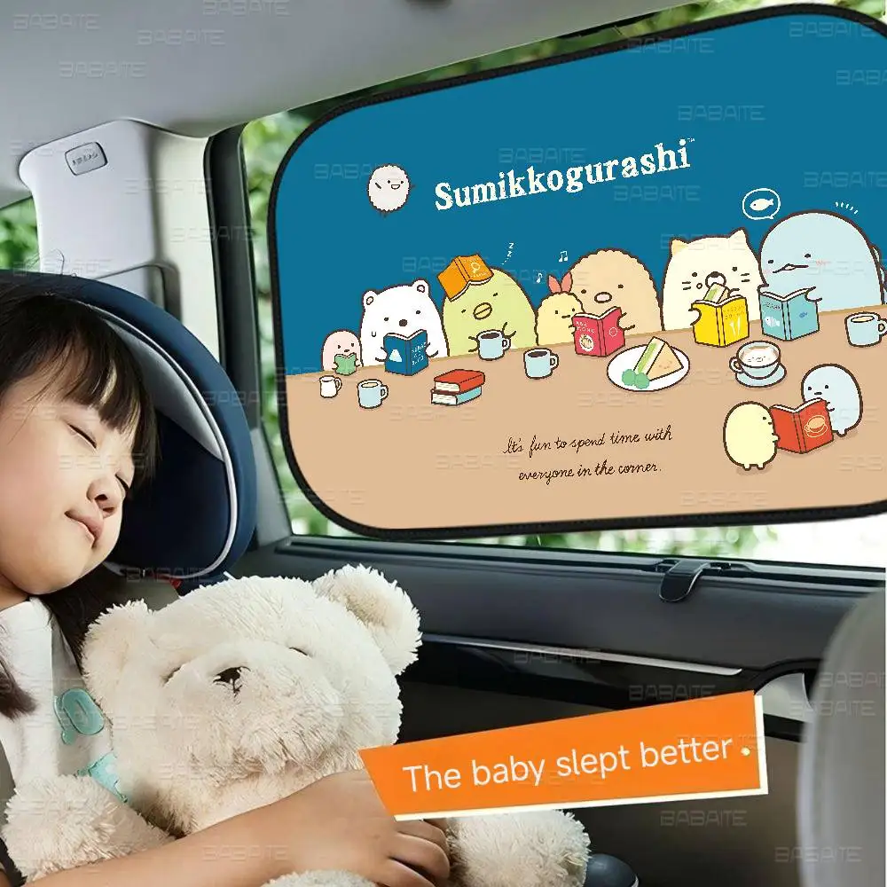 الكرتون Sumikko Gurashi سيارة كهرباء فيلم الجانب نافذة الشمسيات الزجاج الأمامي السيارات نافذة ظلة غطاء للأطفال الطفل #5