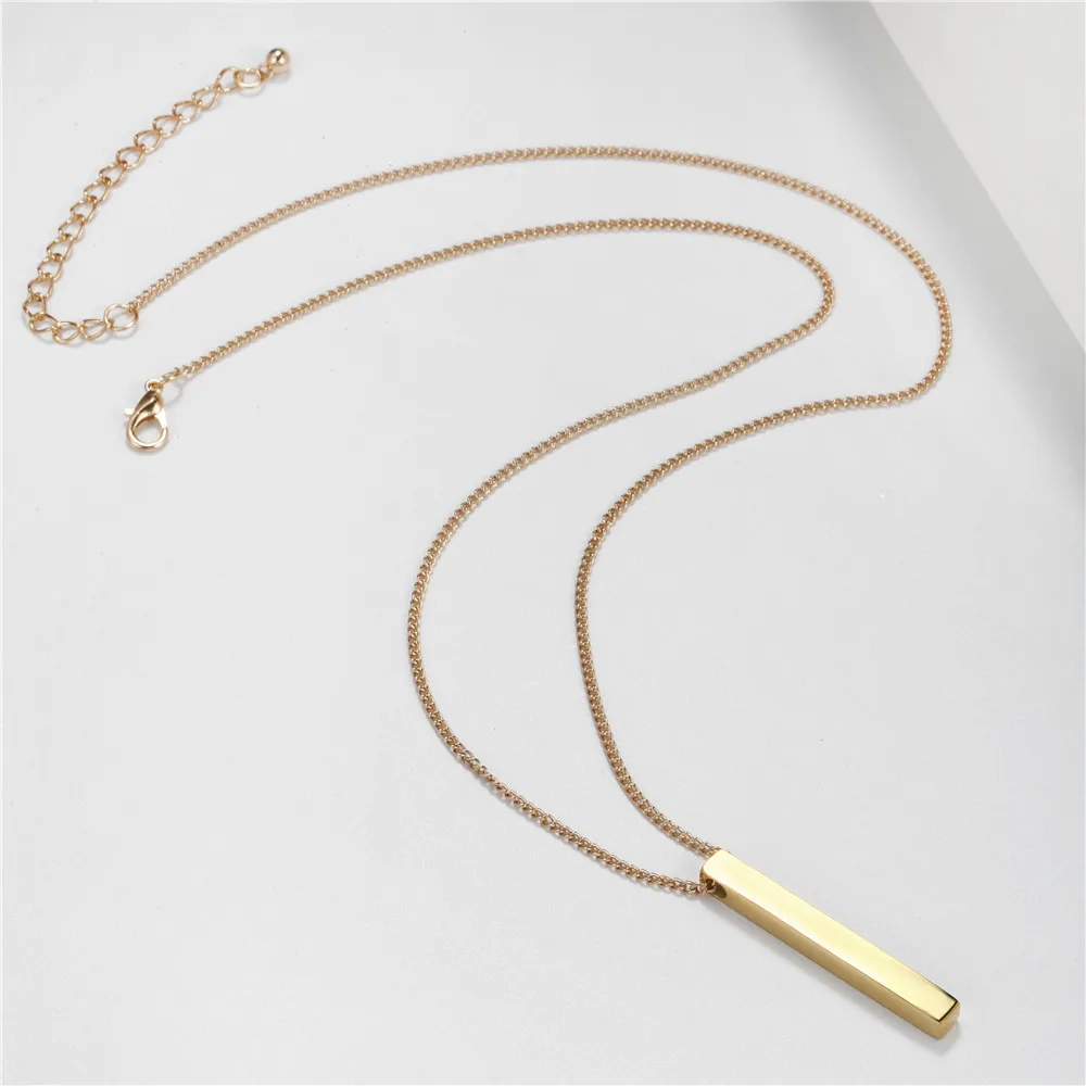 Silver Simple Black Stainless steel Gold Cool style Necklace for men Rectangle necklace Sweater chain Jewelry accessories