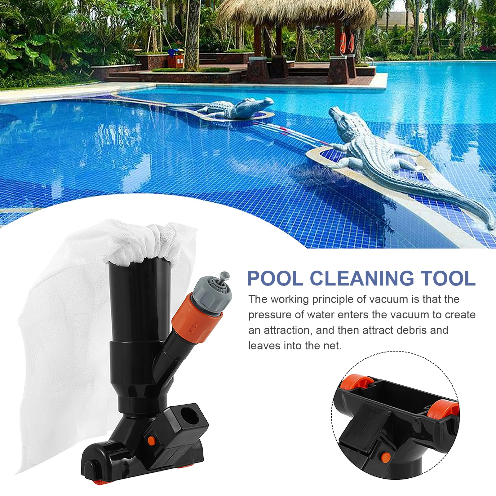 

1 Set Vacuum Suction Head Detachable Lightweight For Swimming Pool Cleaning Hot Spring Pond Fountain Use Pool Cleaning Tool