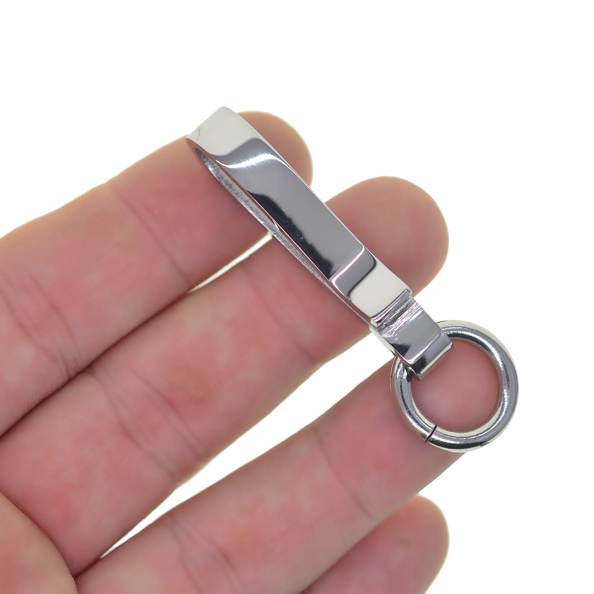 Unique one of a kind CNC Ti polished mirror stainless steel Japanese U shape fish hook Keychain lanyard Gift FOB EDC DIY making