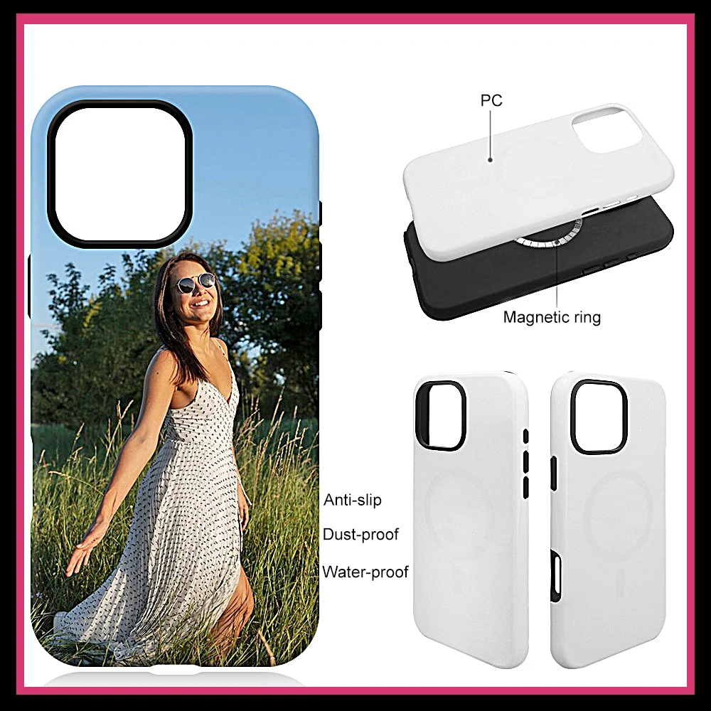 Fonlyu 5pcs Magnetic 2 in 1 Blank Cases For iPhone 17 16 15 14 13 12 Pro Max Plus DIY 3D Sublimation Supplies Covers for Phones