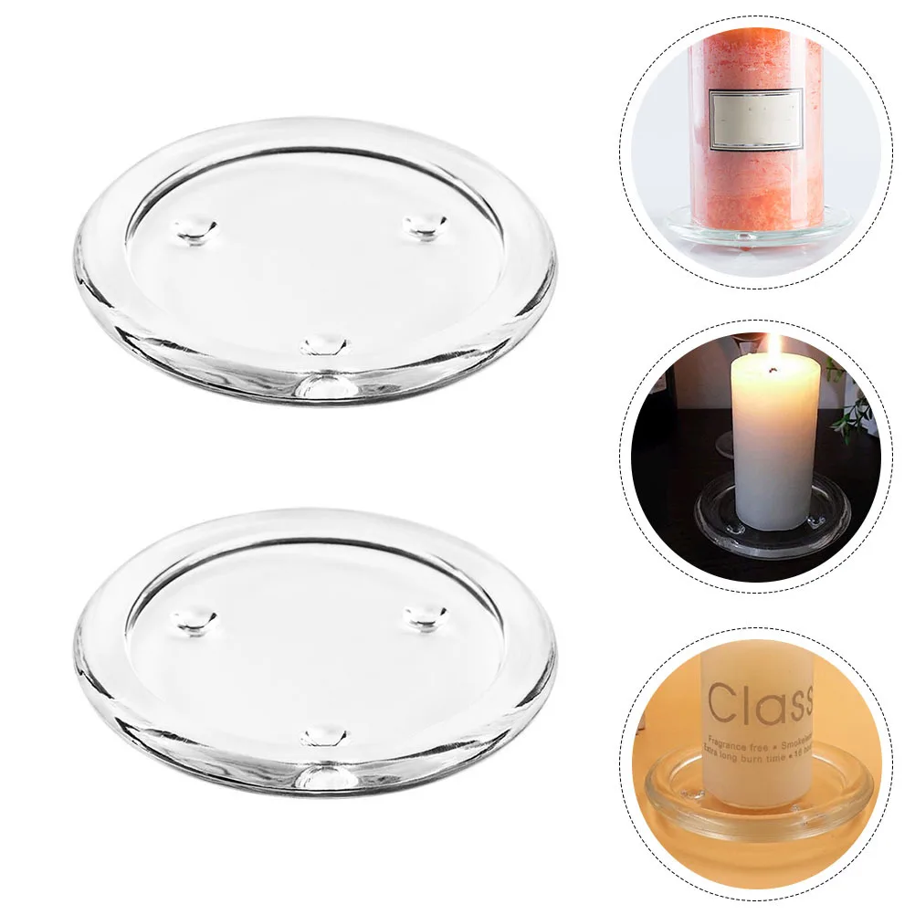 

2Pcs Glass Trays Simple Round Holders Home Decor Table Centerpieces Christmas Valentine's Decoration Glass Tray