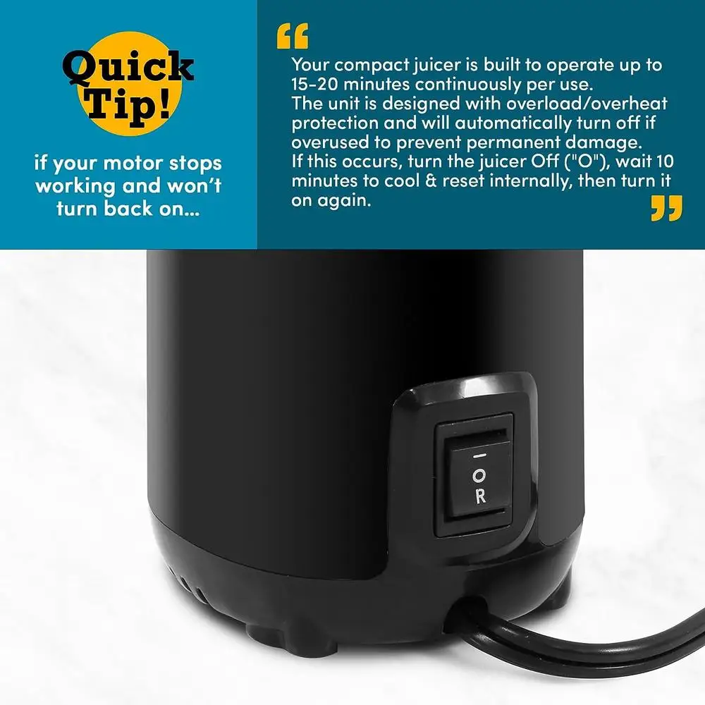 Exprimidor masticador compacto de 150W, Extractor de jugo de prensa en frío de 16oz, separador de pulpa rica en nutrientes, fácil de limpiar, Ideal, espacios pequeños, RVs