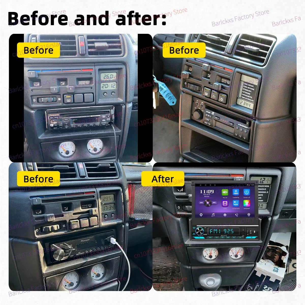 7 Inch Retractable Screen 1 Din Android Radio for Opel Calibra Vectra A 1989-1997 Carplay Android Auto Car Multimedia Stereo GPS