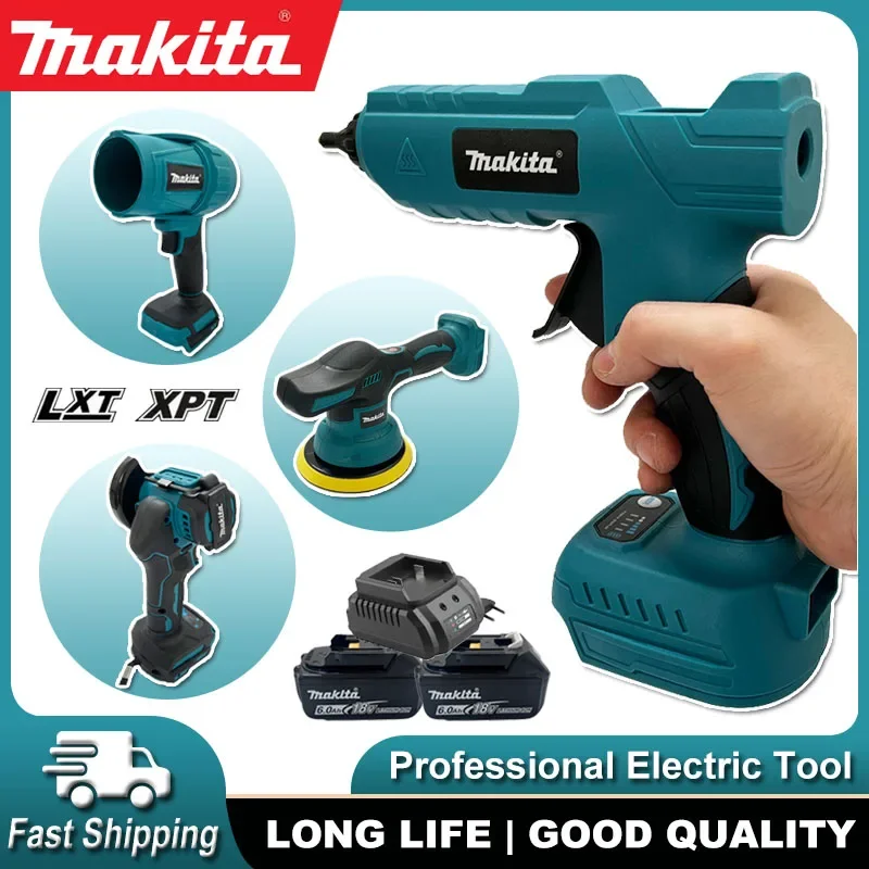 

Многофункциональные электроинструменты Makita: беспроводной термоклеевой пистолет, 3-дюймовая электрическая угловая шлифовальная машина, мощный турбовентилятор, электрическая полировальная машина