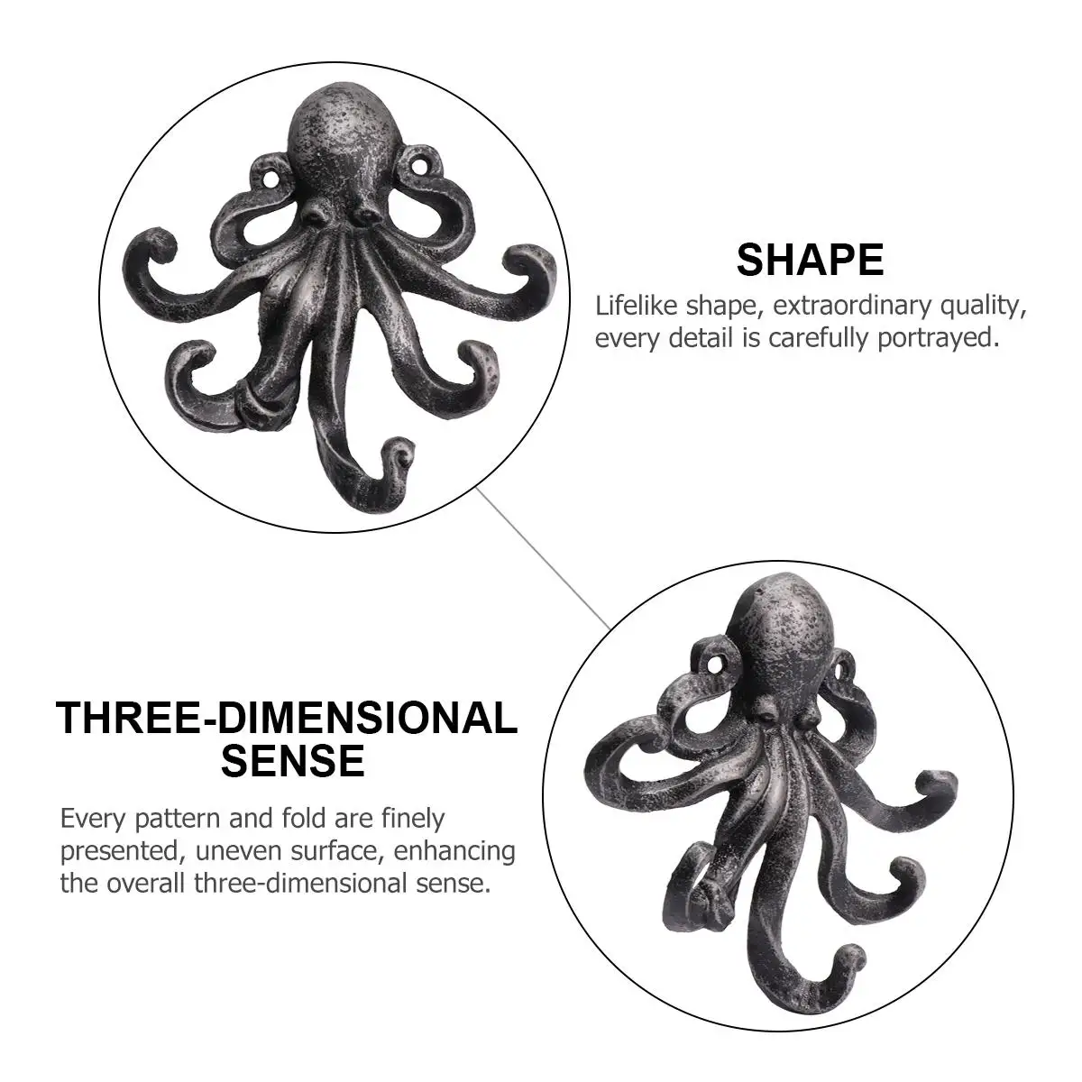 

Octopus Iron Key Hanger Wall Mounted Coat Rack Animal Shape Vintage Copper Key Hanger Cast Finish Storage Display