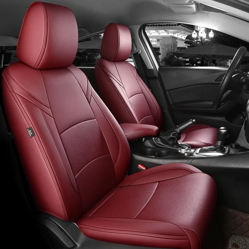 Custom Car Seat Covers leather Full Set 5 Seats For Mazda 3 Axela 2019-2024 360° Full Covered Car Seat Cushion Protective Cover