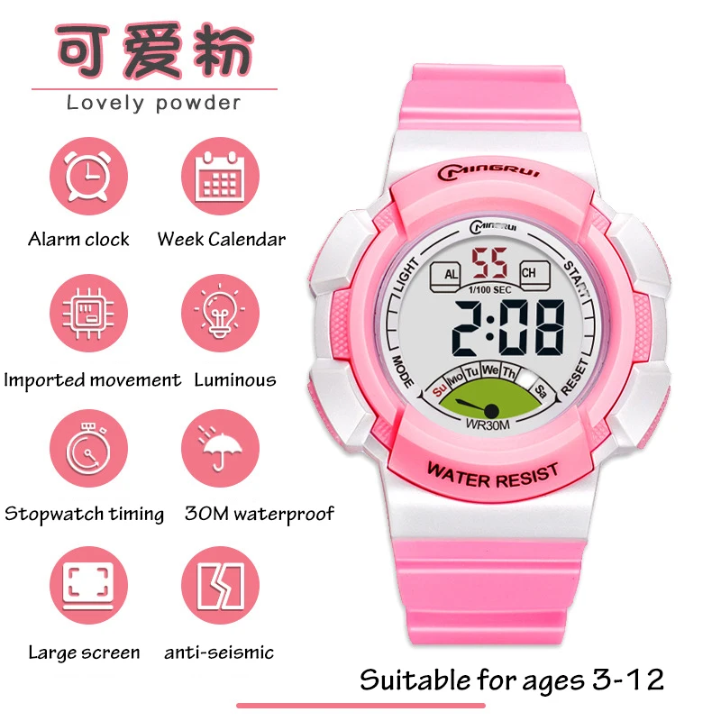 UTHAI Watch Children Sports Student Electronic Watch Swimming 30M Waterproof LED Alarm Clock Boys Girls Fashion Watches