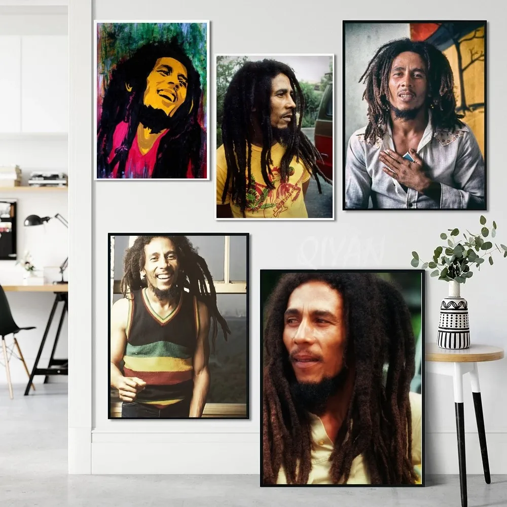 1pc Reggae camerieri Bob Marley Classic Movie autoadesivo Art Poster adesivo di carta impermeabile Coffee House Bar Room Wall Decor