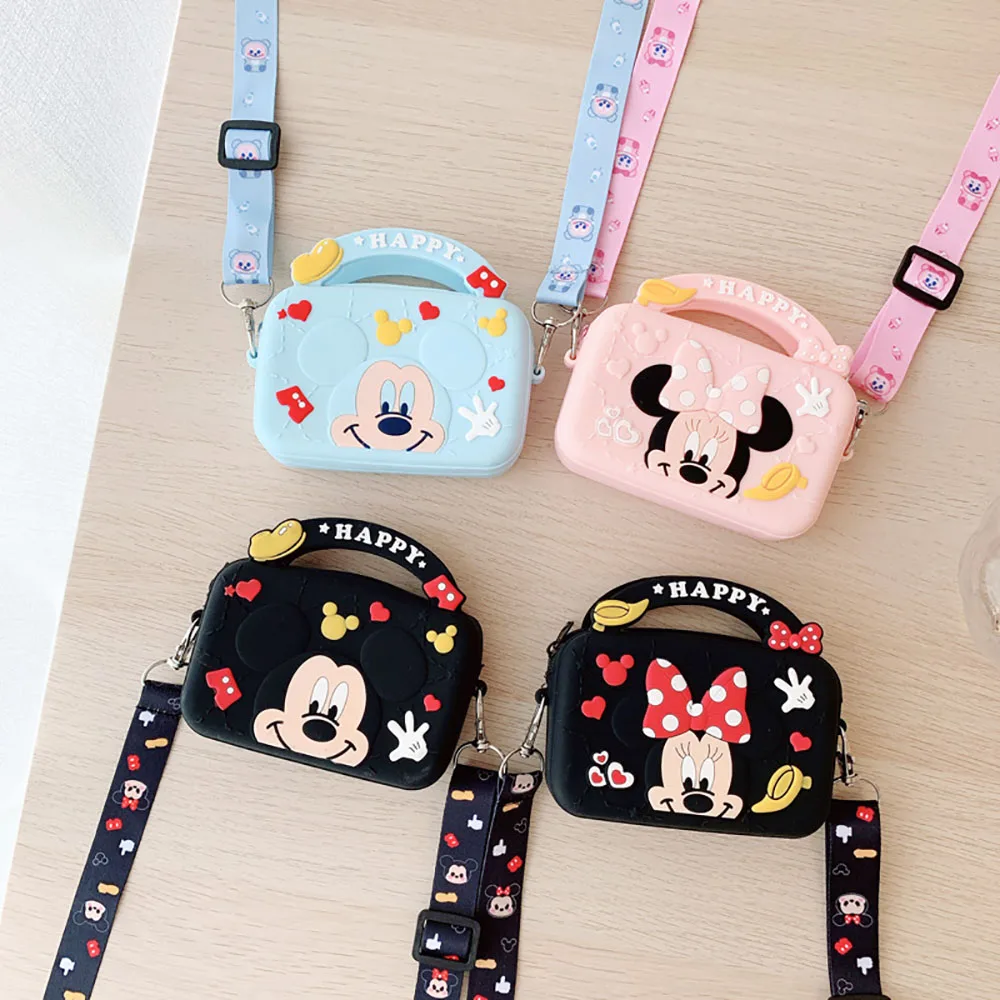 Disney dziewczyny monety kiesy Minnie Mickey kreskówki torby na ramię Stitch kobiety dzieci śliczne Anime torba wodoodporna torebka