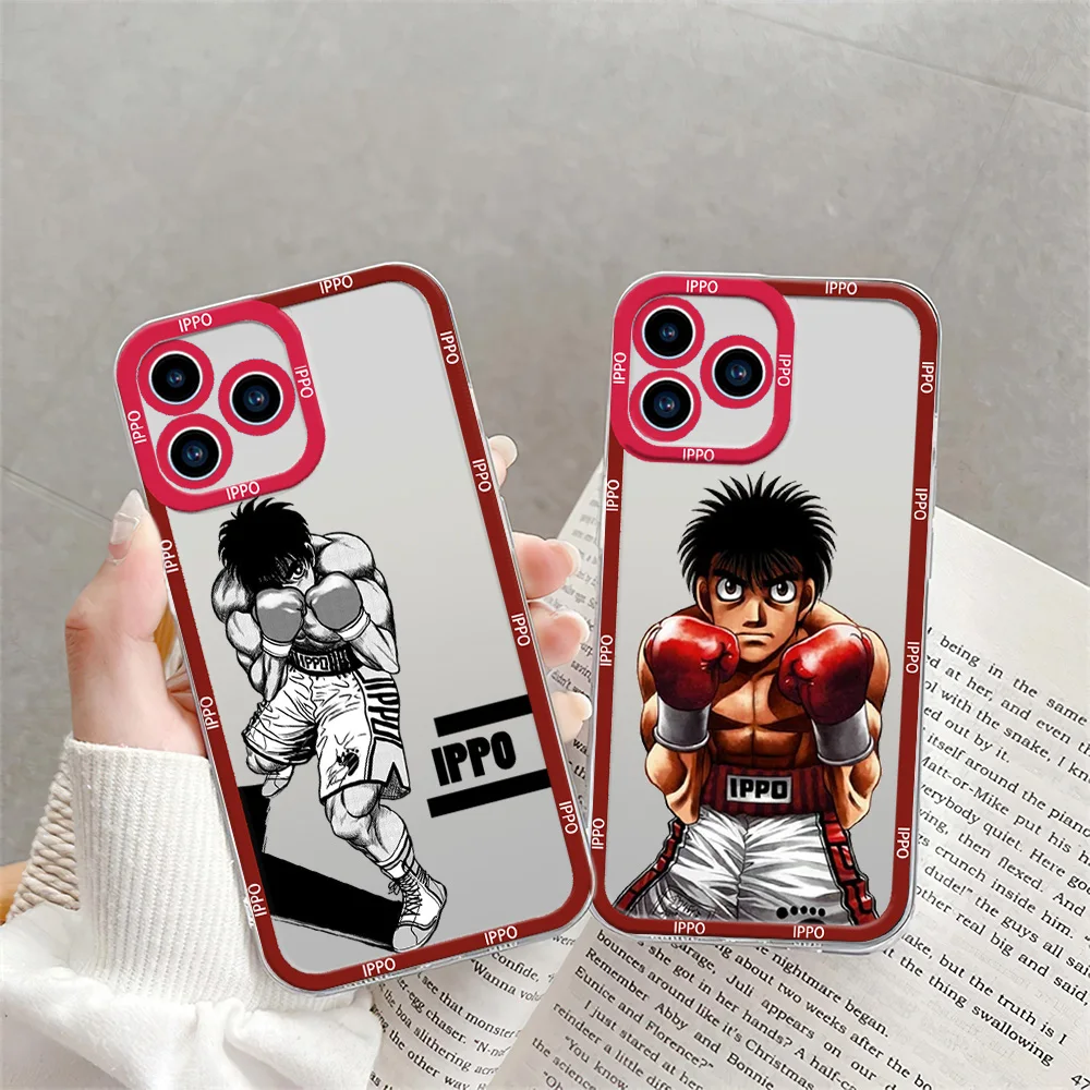 Cartoon H-Hajime no L-Lppo Phone Case for iPhone 12 11 13 14 15 16 Max Pro Plus Transparent Bezel Shell