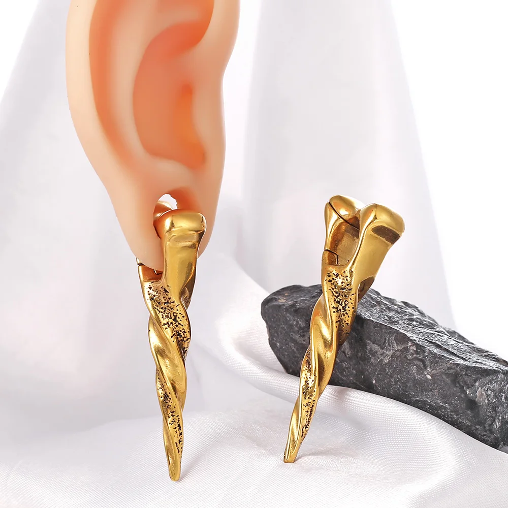 Giga 1/2Pcs 12mm(1/2") Sharp Cone Stainless Steel Ear Weights Hanger Dangle Gauges Earrings for Stretched Piercing Body Jewelry