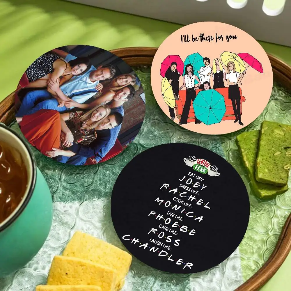 American TV Series Friends Wood Coasters Colorful Round Coaster Non-slip Heat Insulation Coffee Mats Home Accessories Kitchen