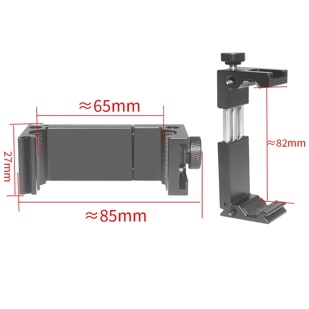 BGNing Aluminium Handy Stativ Halterung Klemmhalter Clip mit 1/4" Blitzschuh Halterung für Smartphone Vlog Licht Video Zubehör – Detail 1