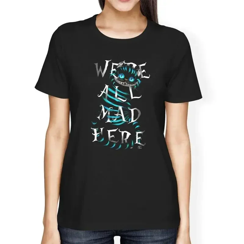 1T T Shirt Womens Loose Fit We'Re All Mad Here Cat
