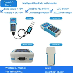 Intelligent portable handheld soil speedometer sensor temperature and humidity EC PH NPK detector rechargeable 2500mAh