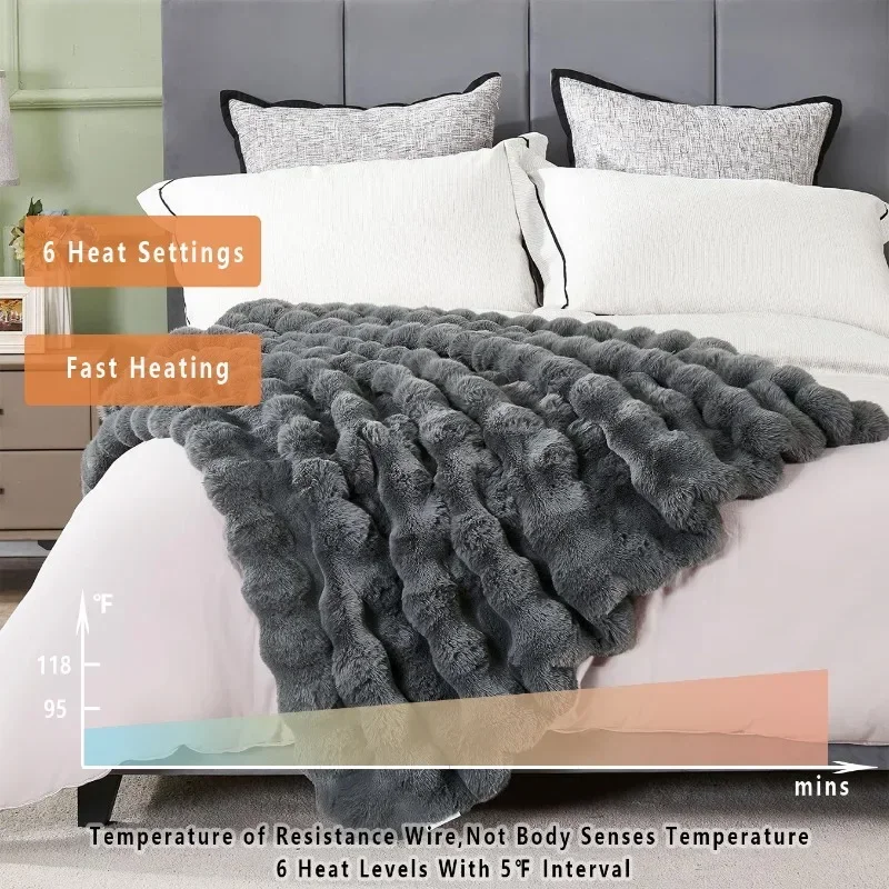 

Good US 130*190cm Light Luxury Plush Heating Blanket Office Shawl Single Advanced Induction Electric Blanket Floor Heating Syste