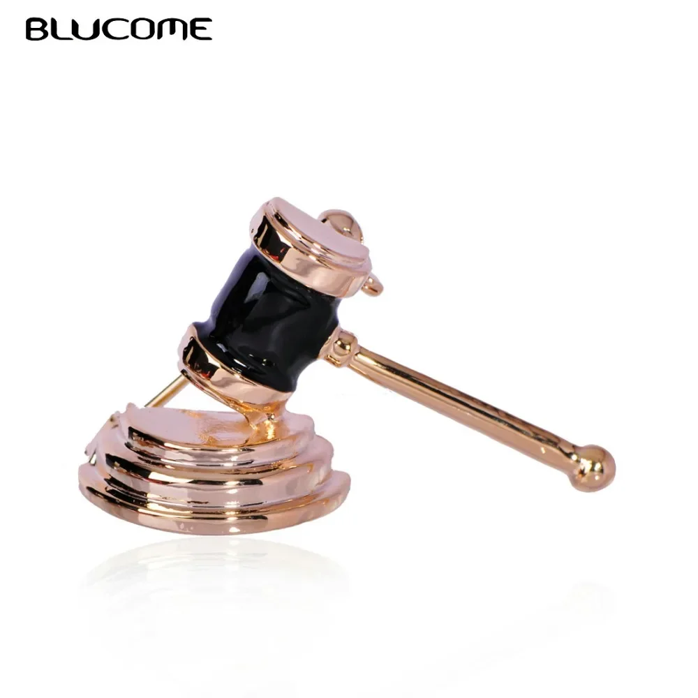 BLUCOMEBLUCOMEBlucome Fashion Black Enamel Brooches Judge Hammer Mini Jewelry For Men Kids Women Party Suit Clothing Scarf Backp